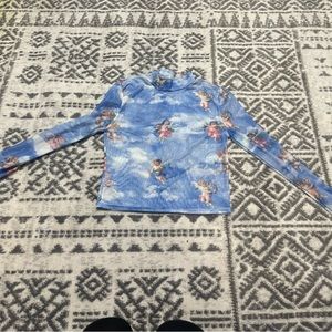 Blue Mesh Angel Crop Top